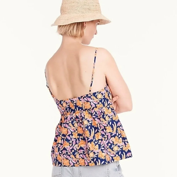 J.Crew Flowy cotton poplin camisole in painted block print - Picture 3 of 13